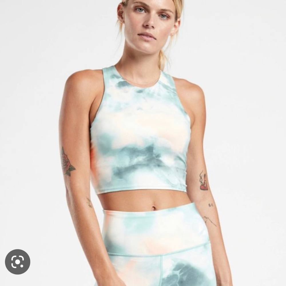 Athleta Elevation 7/8 tights Pastel Tie Dye